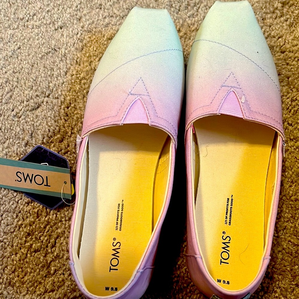 Toms Women's Alpargata Shoes Ash Canvas Classic Ombre Tree Lilac Size 9.5 NWT